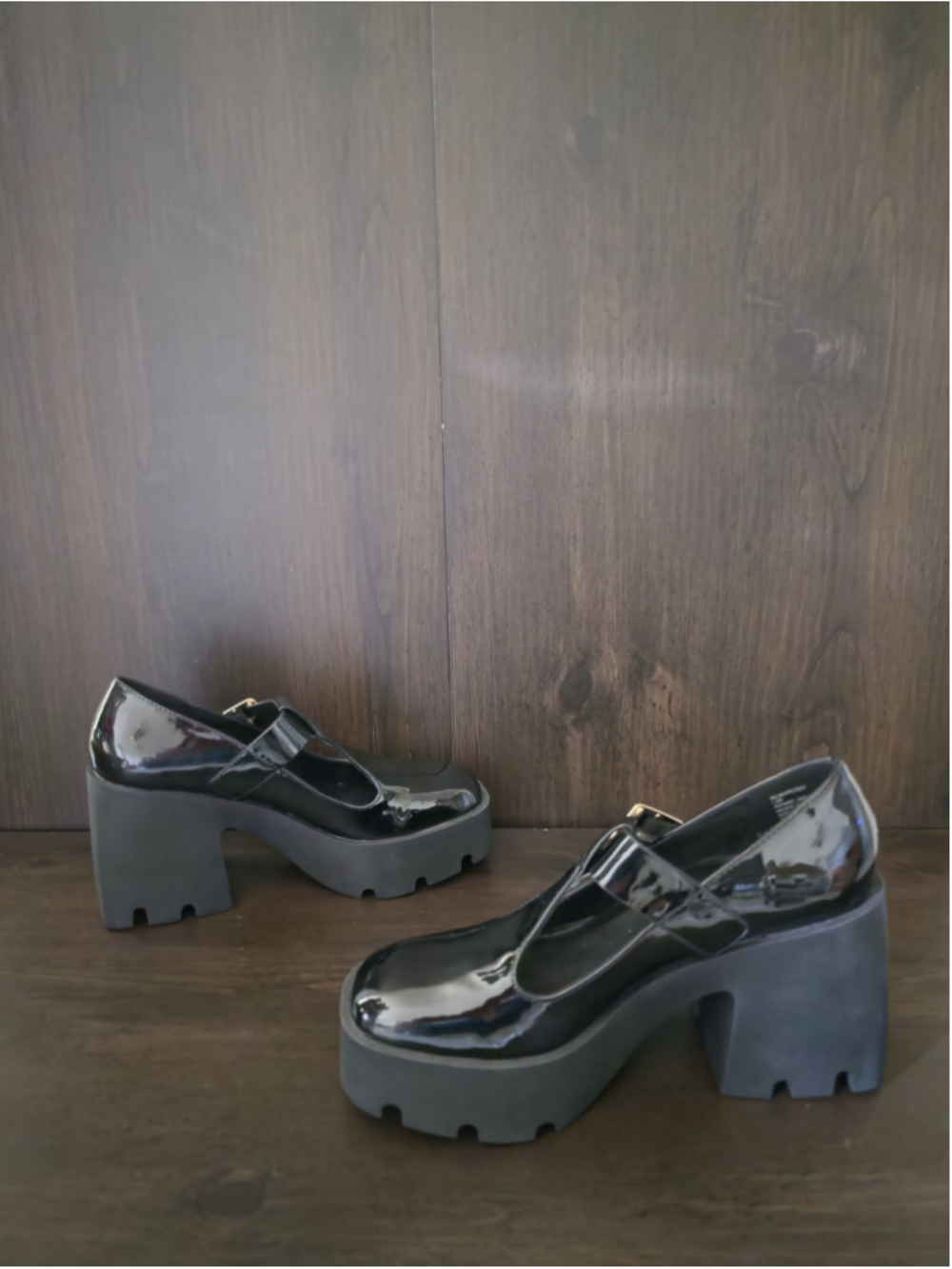 Steve Madden Paloma Retro Y2K Mary Janes Chunky Block Heel Pumps sz 7.5 M BLACK - Picture 10 of 16